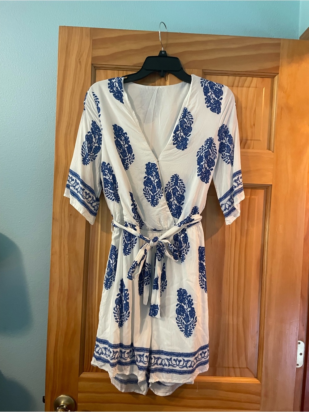 V-Neck Tropical Mini Dress